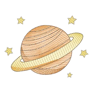 Matriz de Bordado Planeta Estelar com Anéis e Estrelas