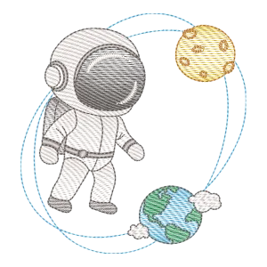 Matriz de Bordado Astronauta em Órbita Espacial