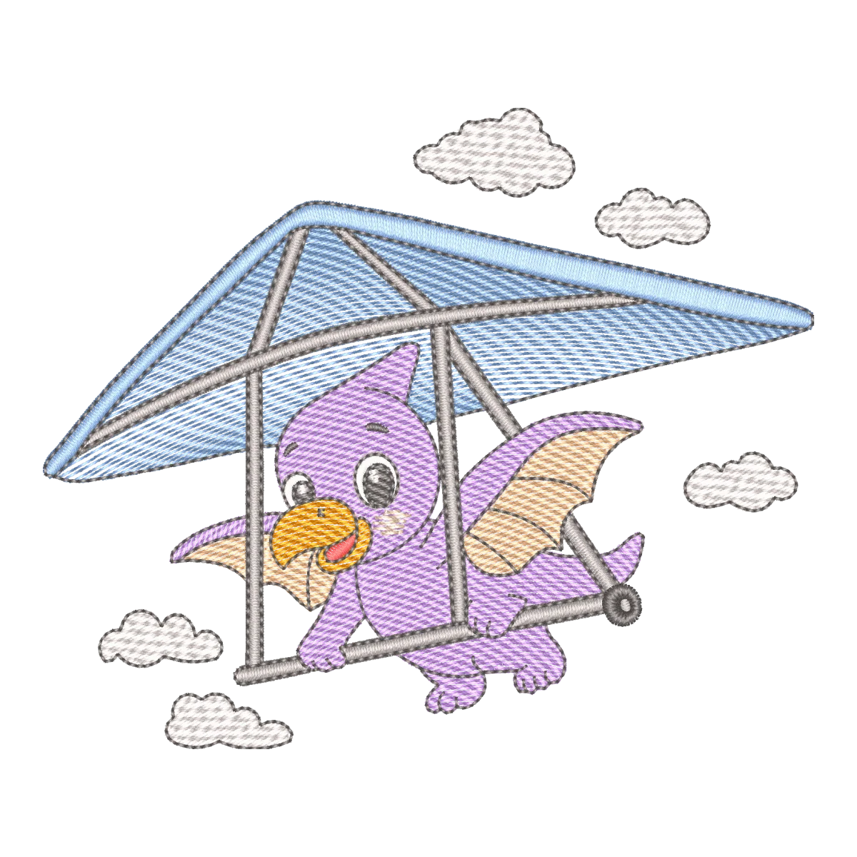 Matriz de Bordado Pterodáctilo no Asa-Delta