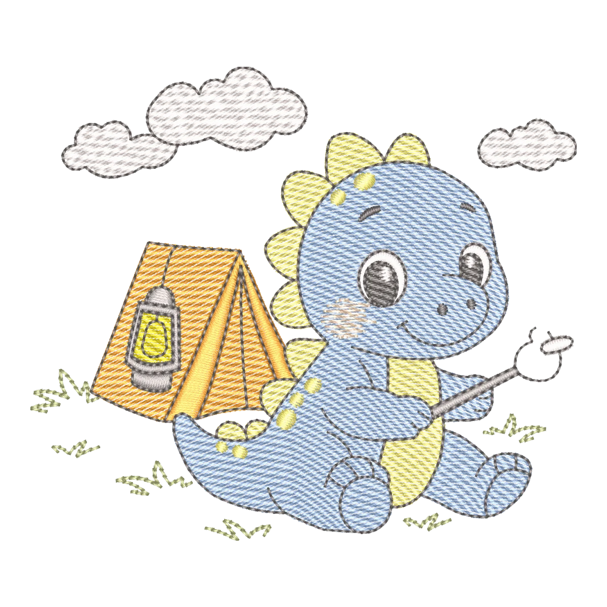 Matriz de Bordado Dinossauro Voador com Mochila a Jato