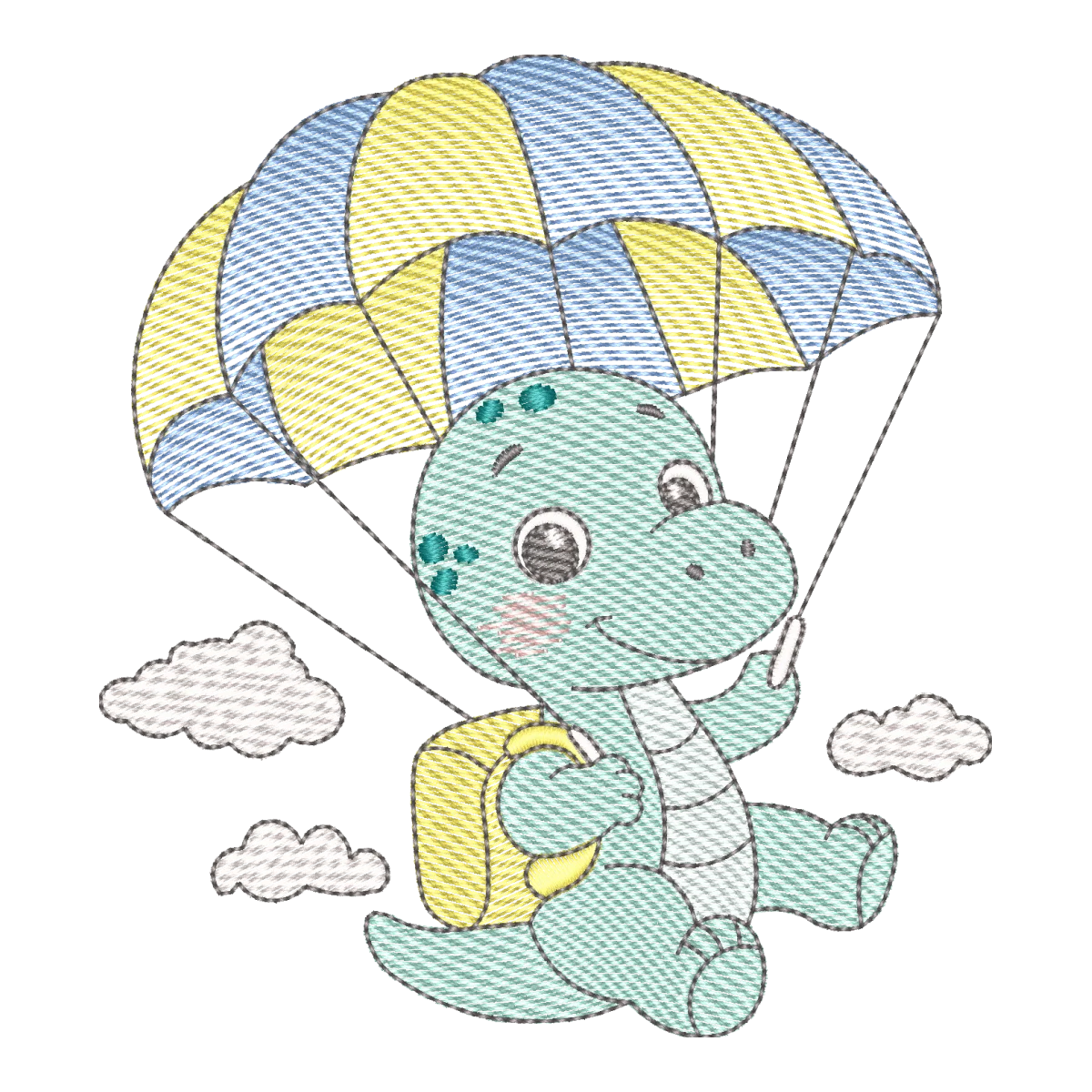 Bordado Dino Aventureiro dos Céus