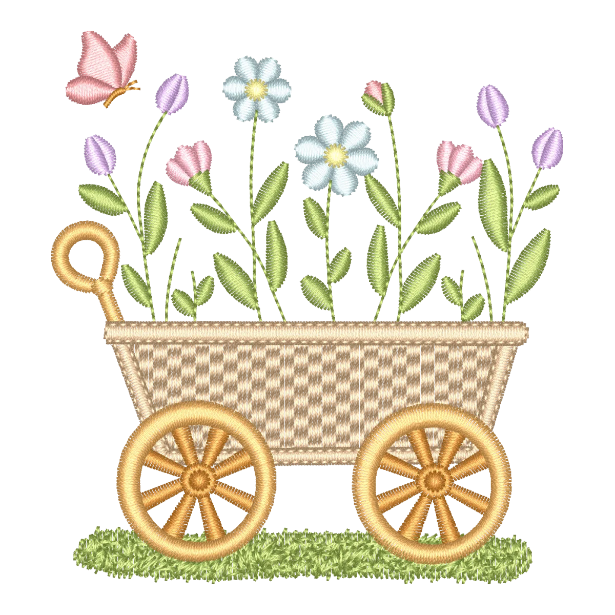 Matriz de Bordado Cesta de Flores e Borboleta