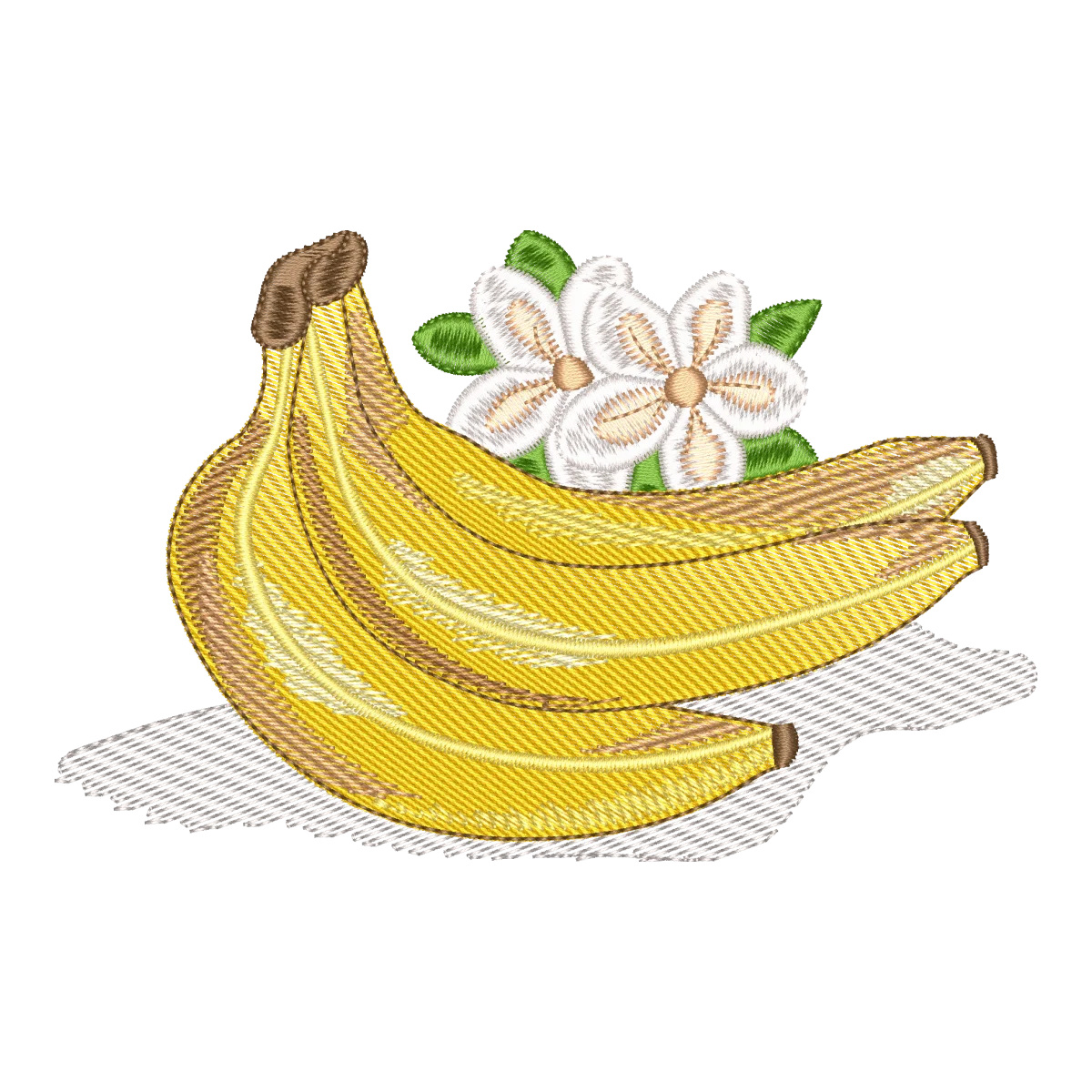 Matriz de Bordado Cacho de Bananas com Flores Tropicais