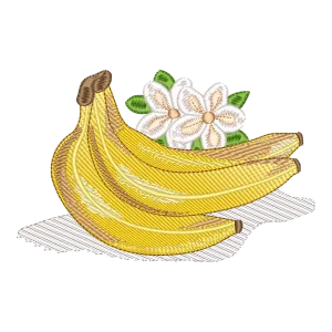 Matriz de Bordado Cacho de Bananas com Flores Tropicais