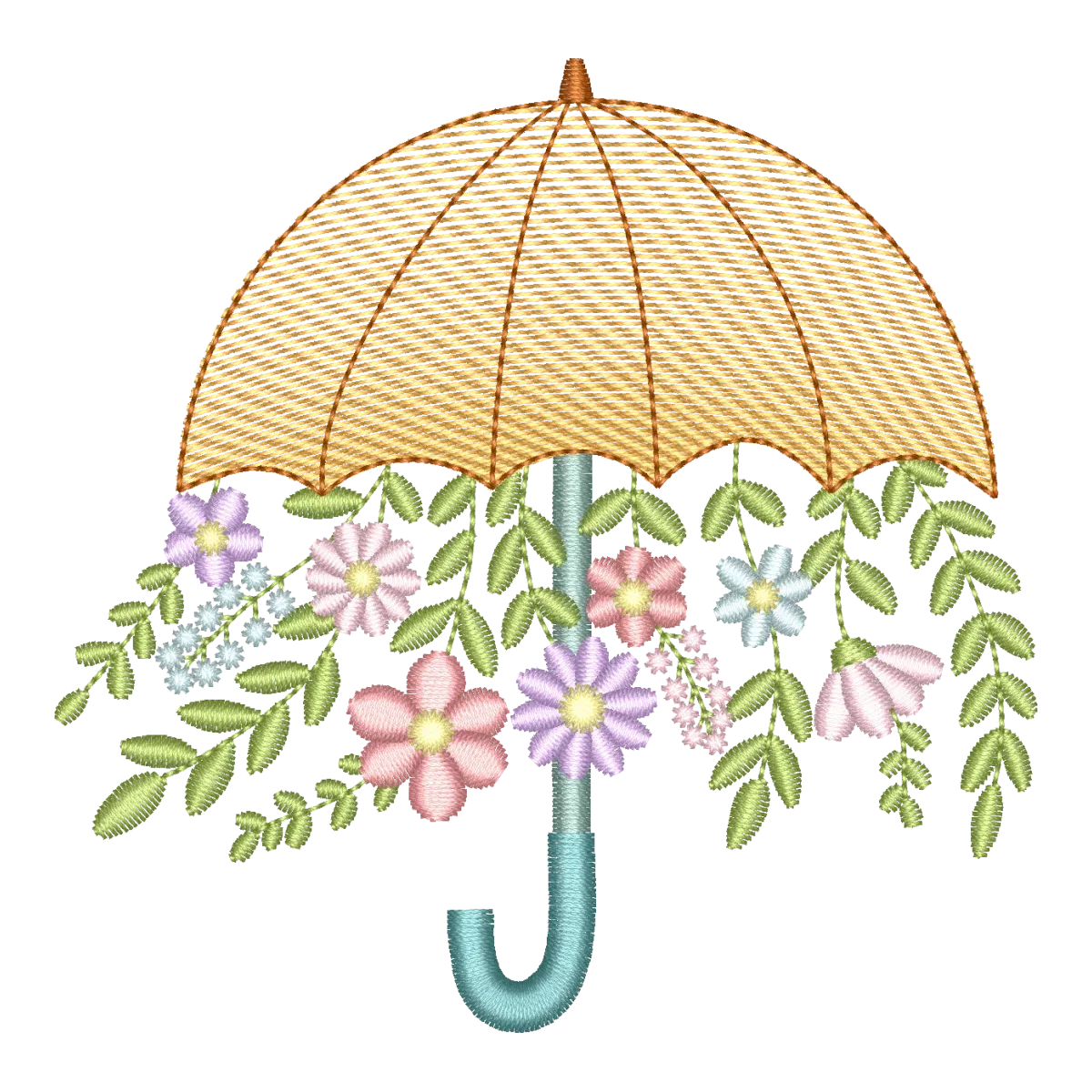 Guarda-Chuva Florido: Elegância Bordada para Seus Projetos