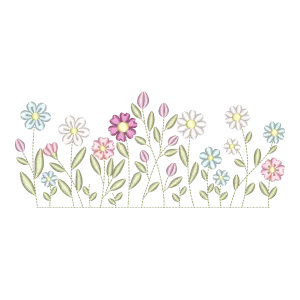 Matriz de Bordado Flores Delicadas e Campo Florido
