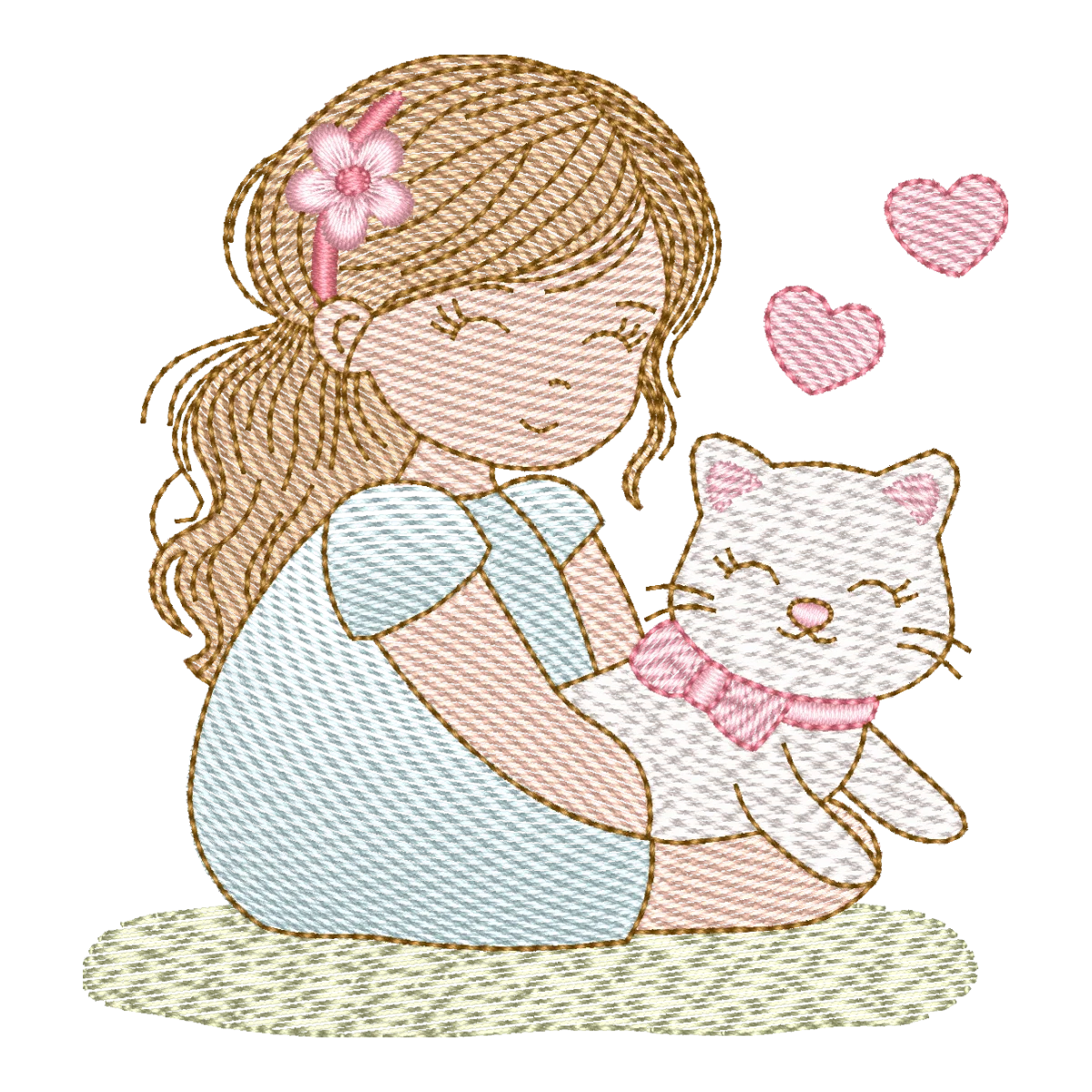 Amizade Felina Encantada: Menina e Gatinho