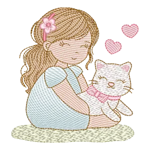 Amizade Felina Encantada: Menina e Gatinho