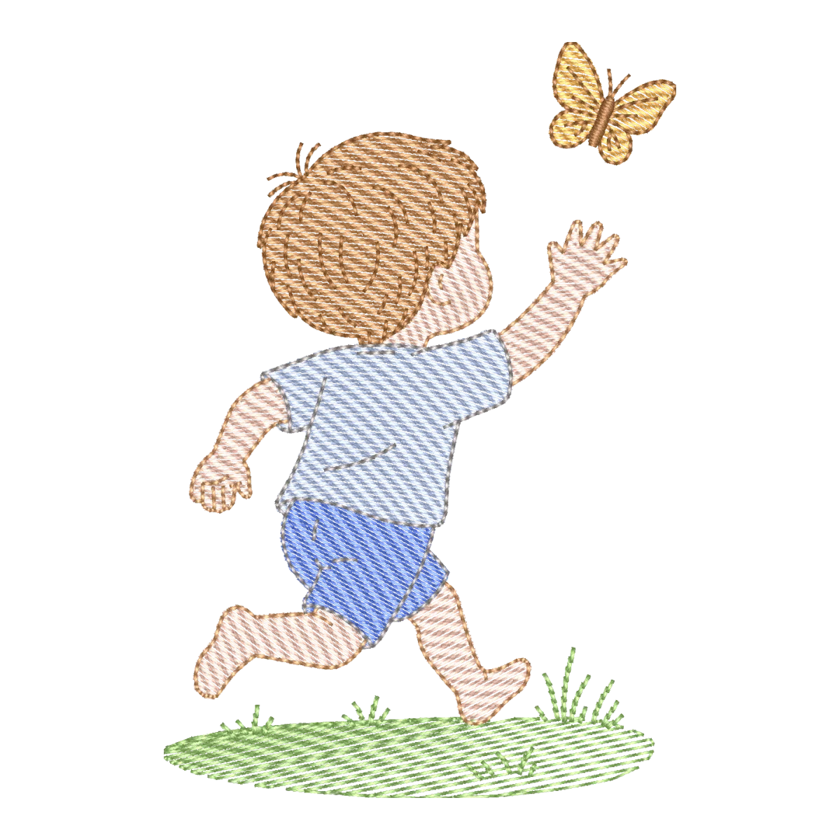 Alegria Infantil: Bordado Menino e Borboleta