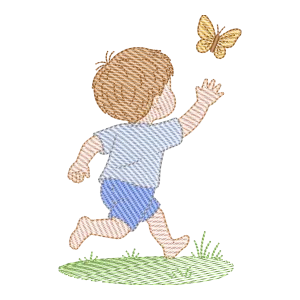 Alegria Infantil: Bordado Menino e Borboleta