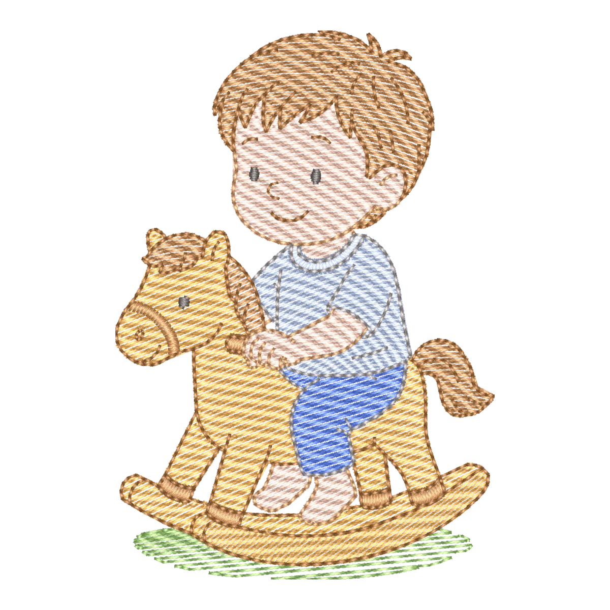 Alegria Infantil: Bordado Menino no Cavalinho de Balanço