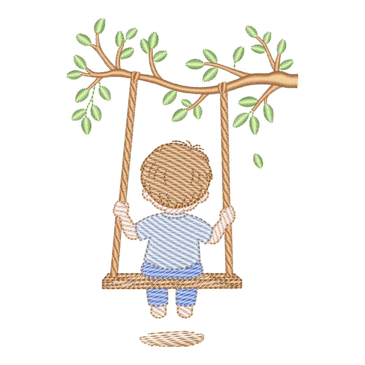 Matriz de Bordado Menino no Balanço na Árvore