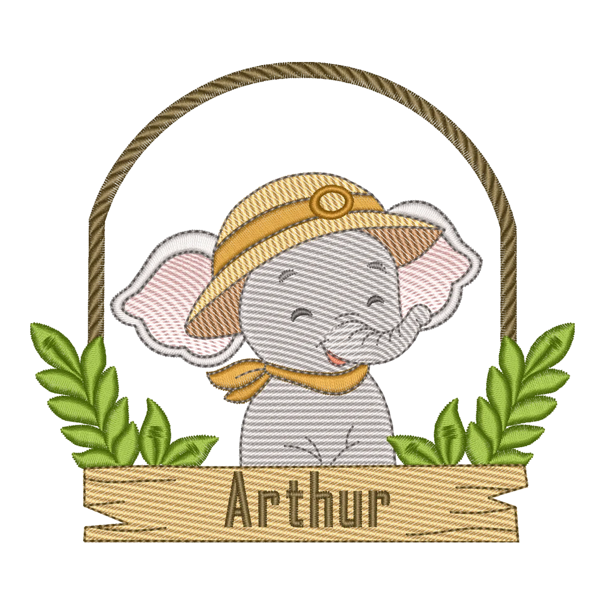 Matriz de Bordado Elefante Aventureiro Arthur