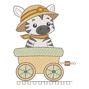 Zebra Aventureira no Trenzinho - Matriz de Bordado Digital