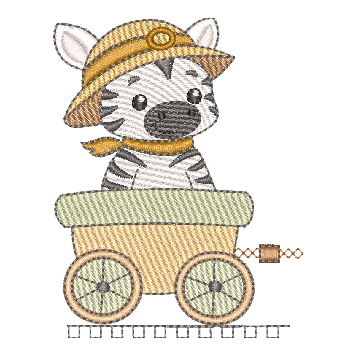 Zebra Aventureira no Trenzinho - Matriz de Bordado Digital