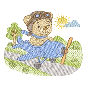 Ursinho Piloto Aventureiro: Matriz de Bordado Infantil