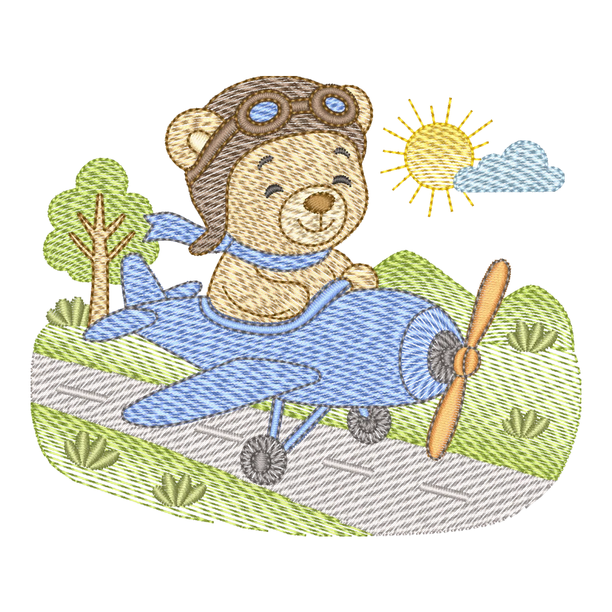 Ursinho Piloto Aventureiro: Matriz de Bordado Infantil