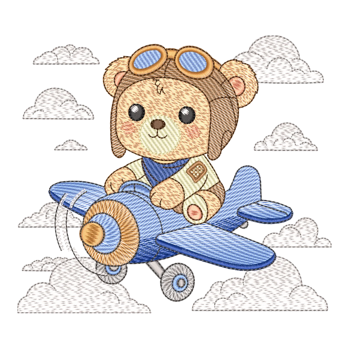 Matriz de Bordado Ursinho Piloto Aventureiro