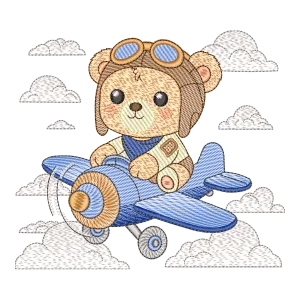 Matriz de Bordado Ursinho Piloto Aventureiro