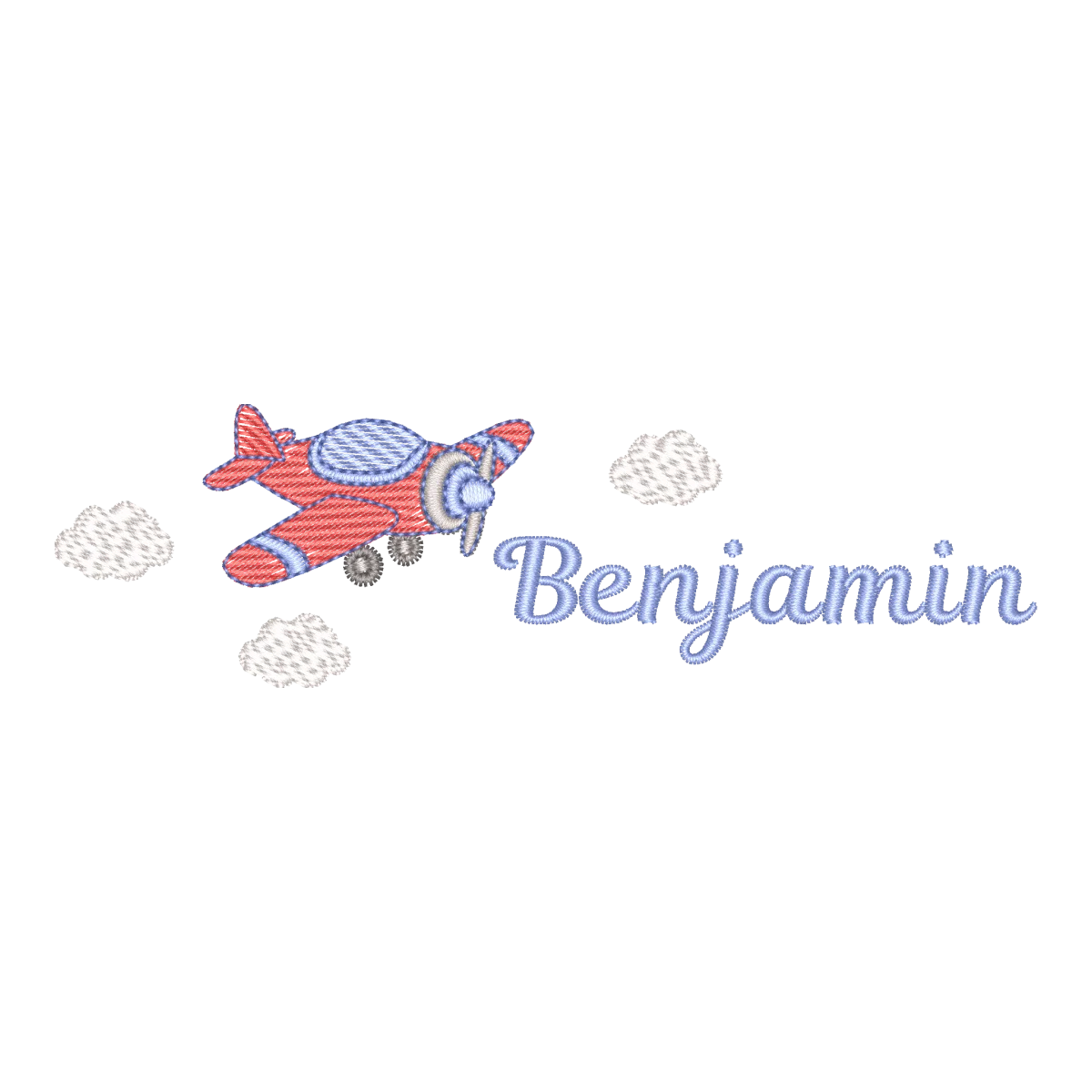 Bordado Avião Benjamin nas Nuvens