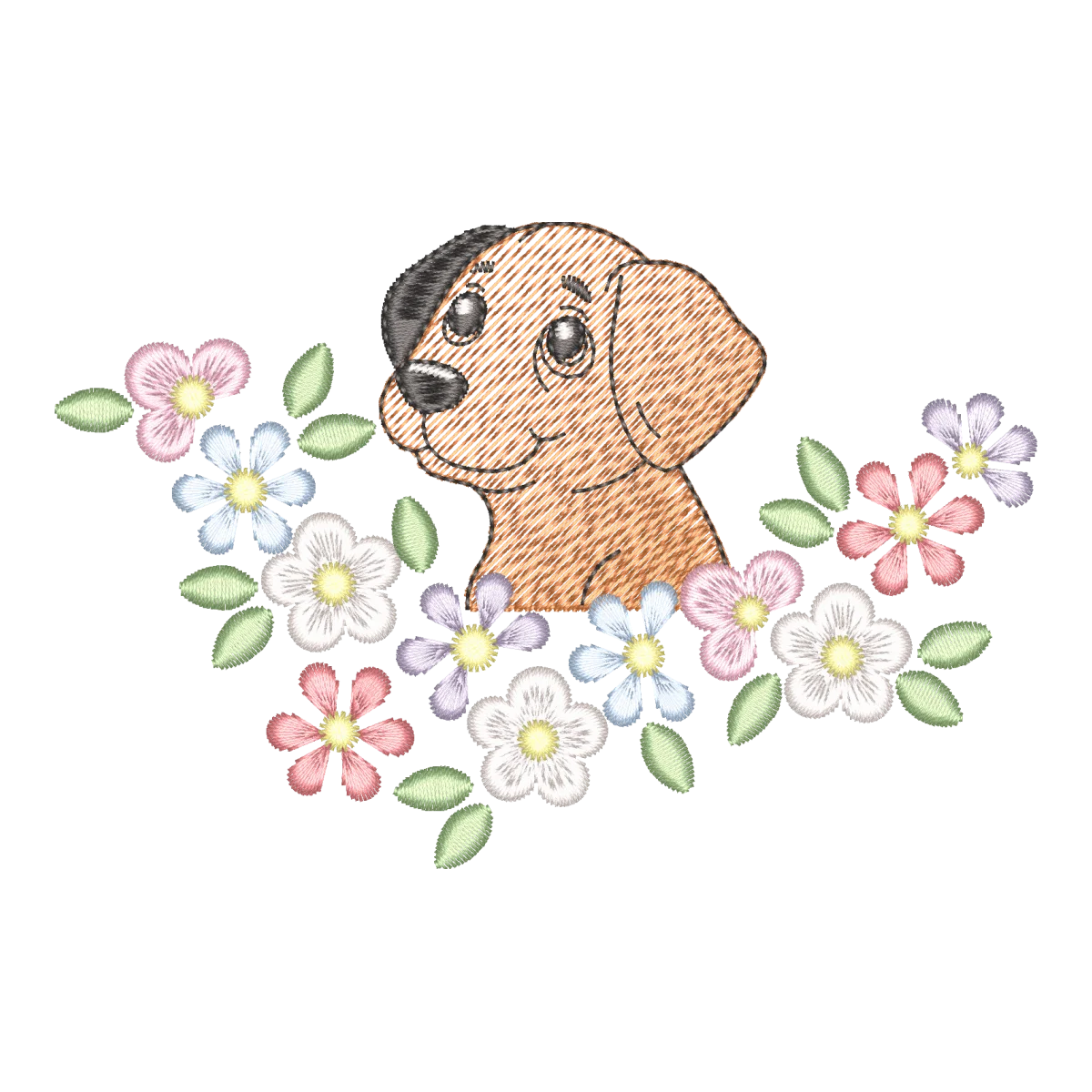 Matriz de Bordado Filhote Floral Encantador