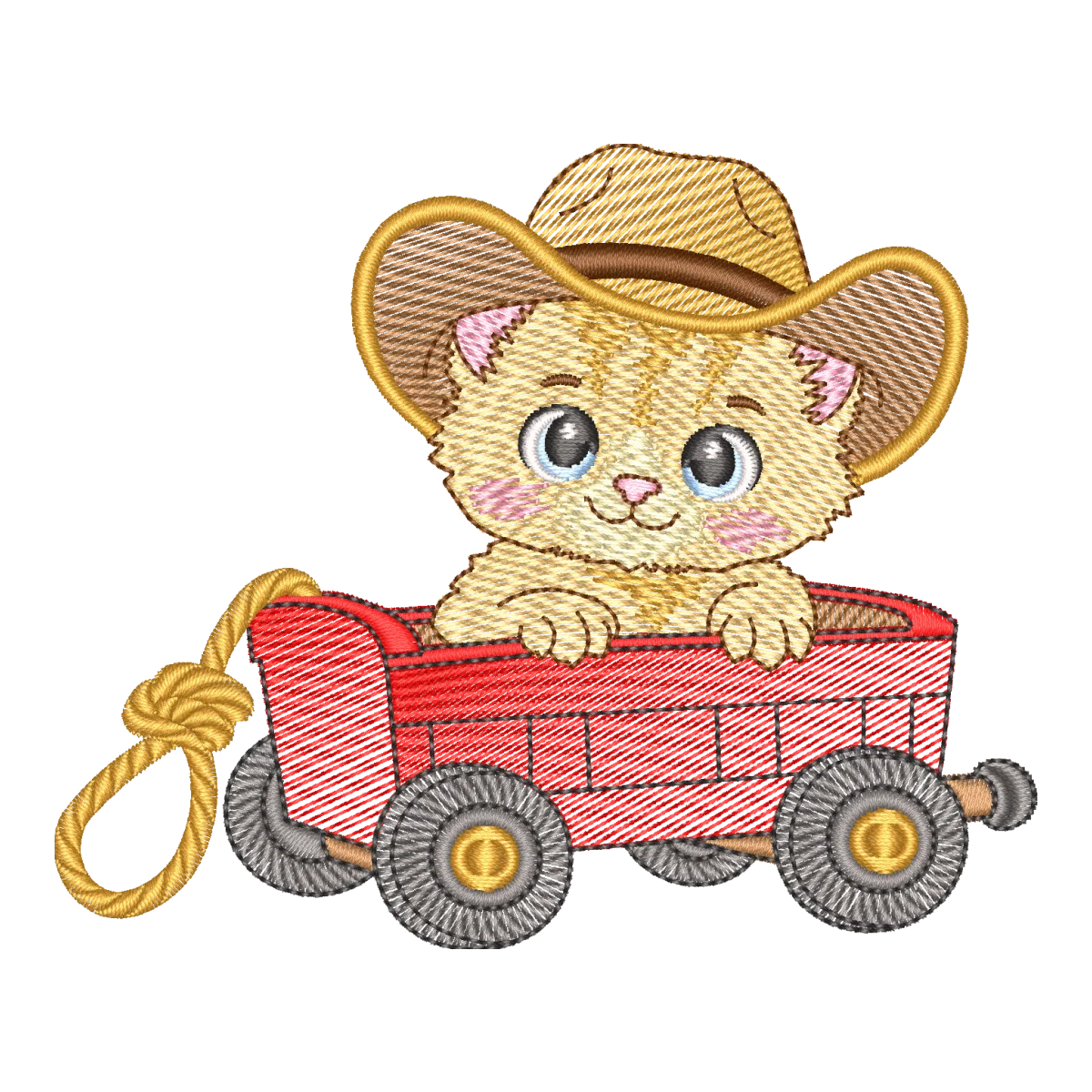 Gatinho Cowboy no Carrinho - Matriz de Bordado