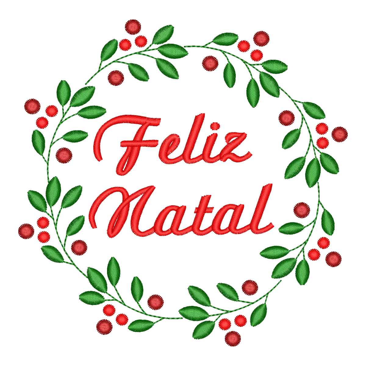 Matriz de Bordado Feliz Natal Guirlanda Festiva