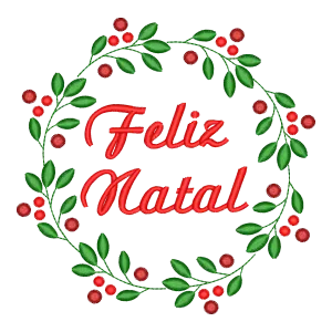 Matriz de Bordado Feliz Natal Guirlanda Festiva