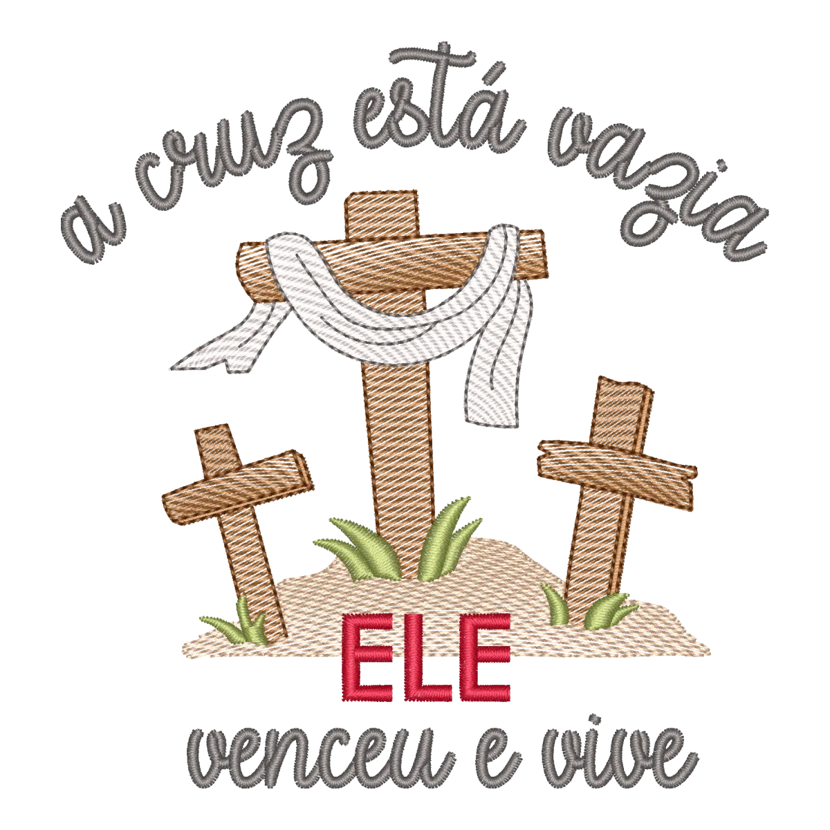 Matriz de Bordado A Cruz Vazia: Ele Venceu e Vive