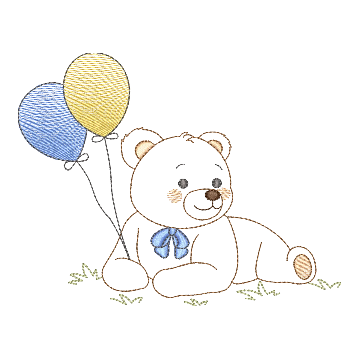 Matriz de Bordado Ursinho Sonhador com Balões