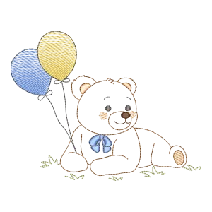 Matriz de Bordado Ursinho Sonhador com Balões