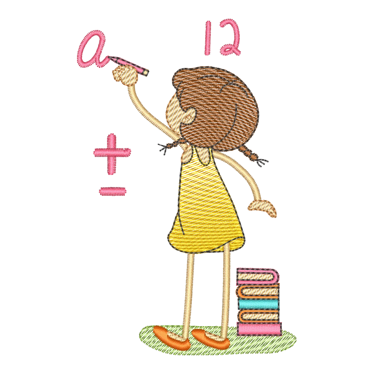 Matriz de Bordado Pequena Gênia da Matemática - Pontos Leves