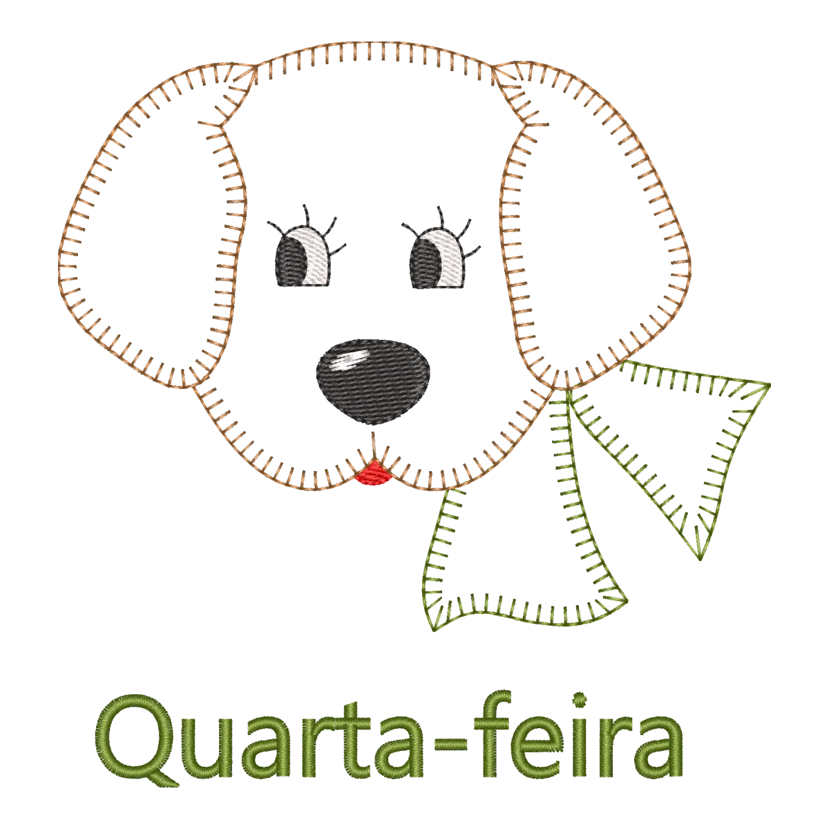 Matriz de Bordado Cachorrinho Quarta-feira com Laço