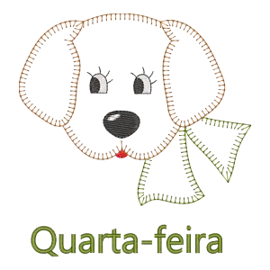Matriz de Bordado Cachorrinho Quarta-feira com Laço