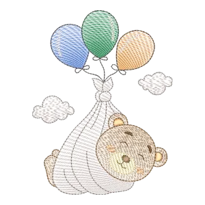 Ursinho Aventureiro: Bordado Digital com Balões