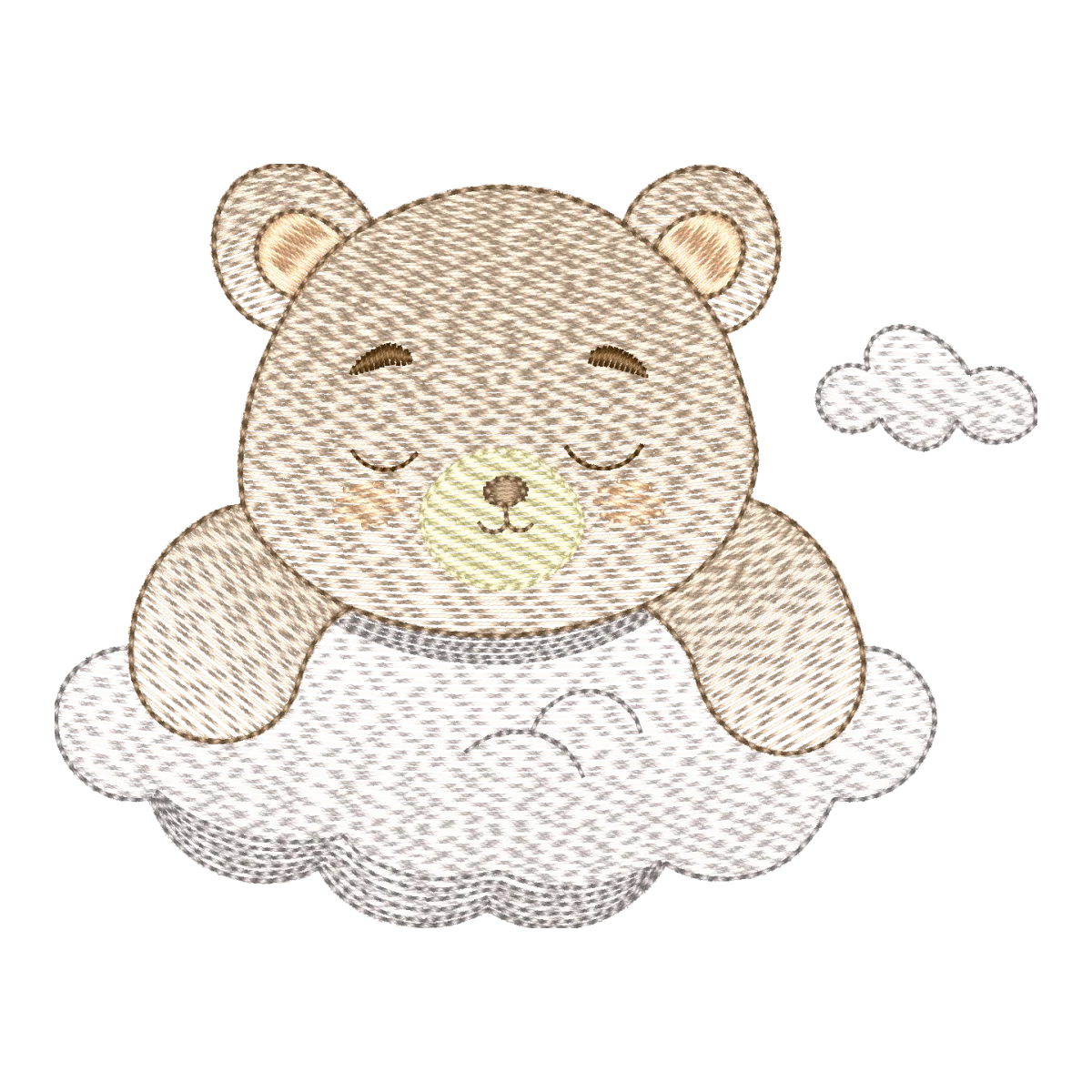 Matriz de Bordado Ursinho Sonhador na Nuvem