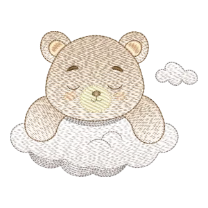 Matriz de Bordado Ursinho Sonhador na Nuvem