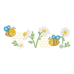 Matriz de Bordado Abelhinhas e Margaridas