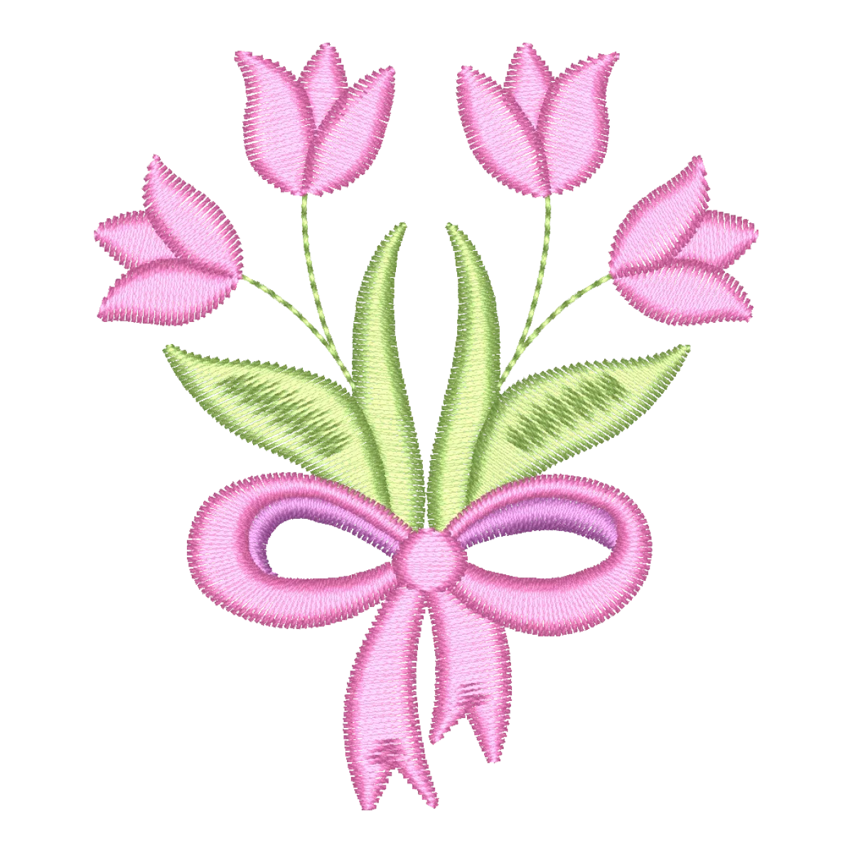 Bordado Laço e Tulipas Delicadas