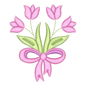 Bordado Laço e Tulipas Delicadas