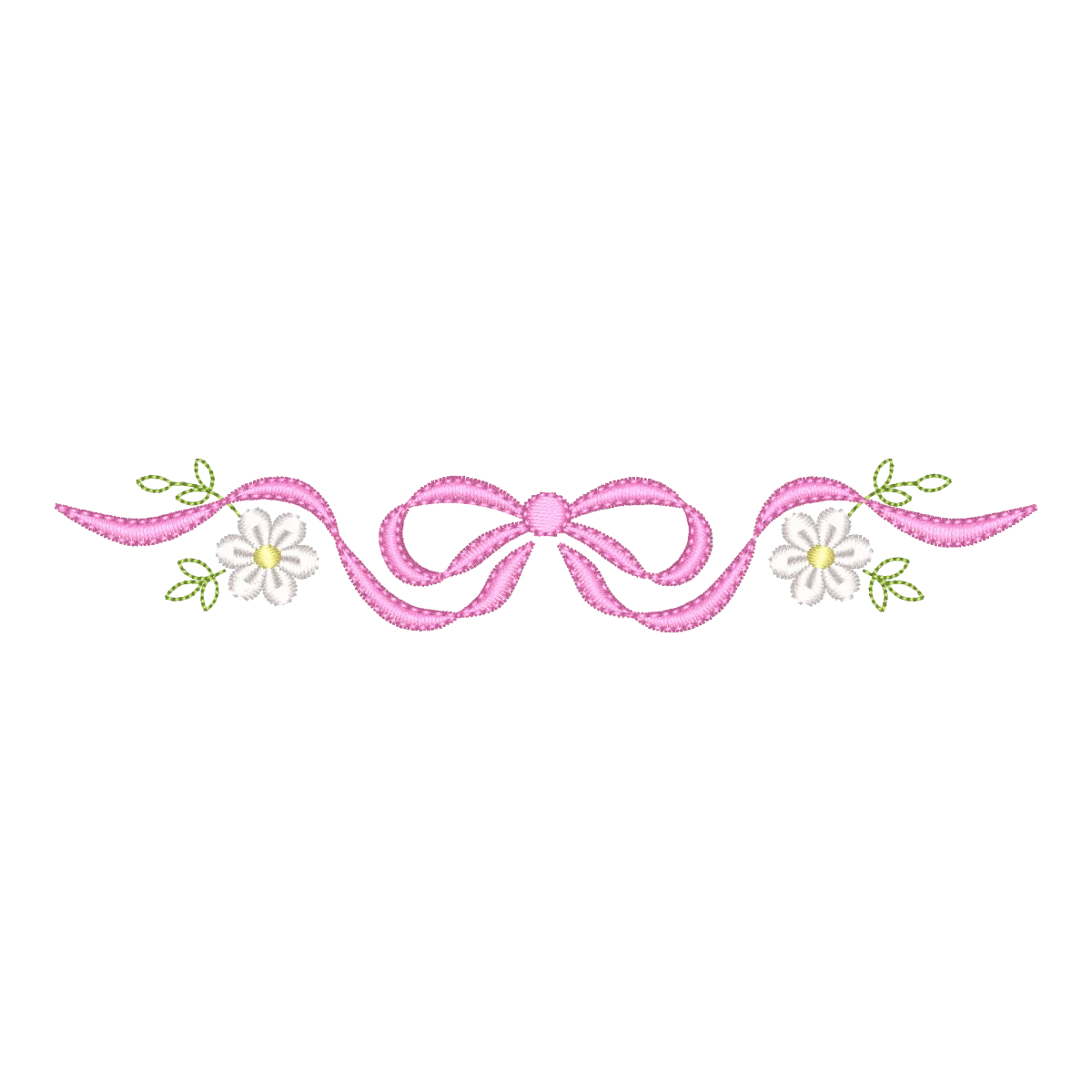 Matriz de Bordado Laço Delicado com Flores - Pontos Leves