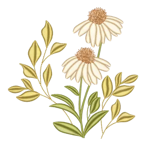 Bordado Matriz Floral Margaridas e Folhas