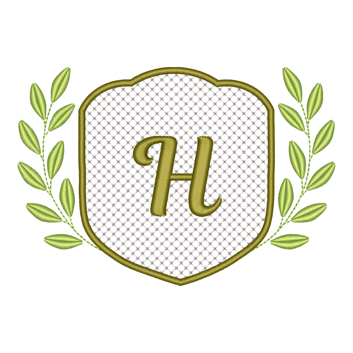 Matriz de Bordado Monograma H com Escudo e Ramos de Louro