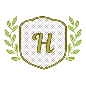 Matriz de Bordado Monograma H com Escudo e Ramos de Louro