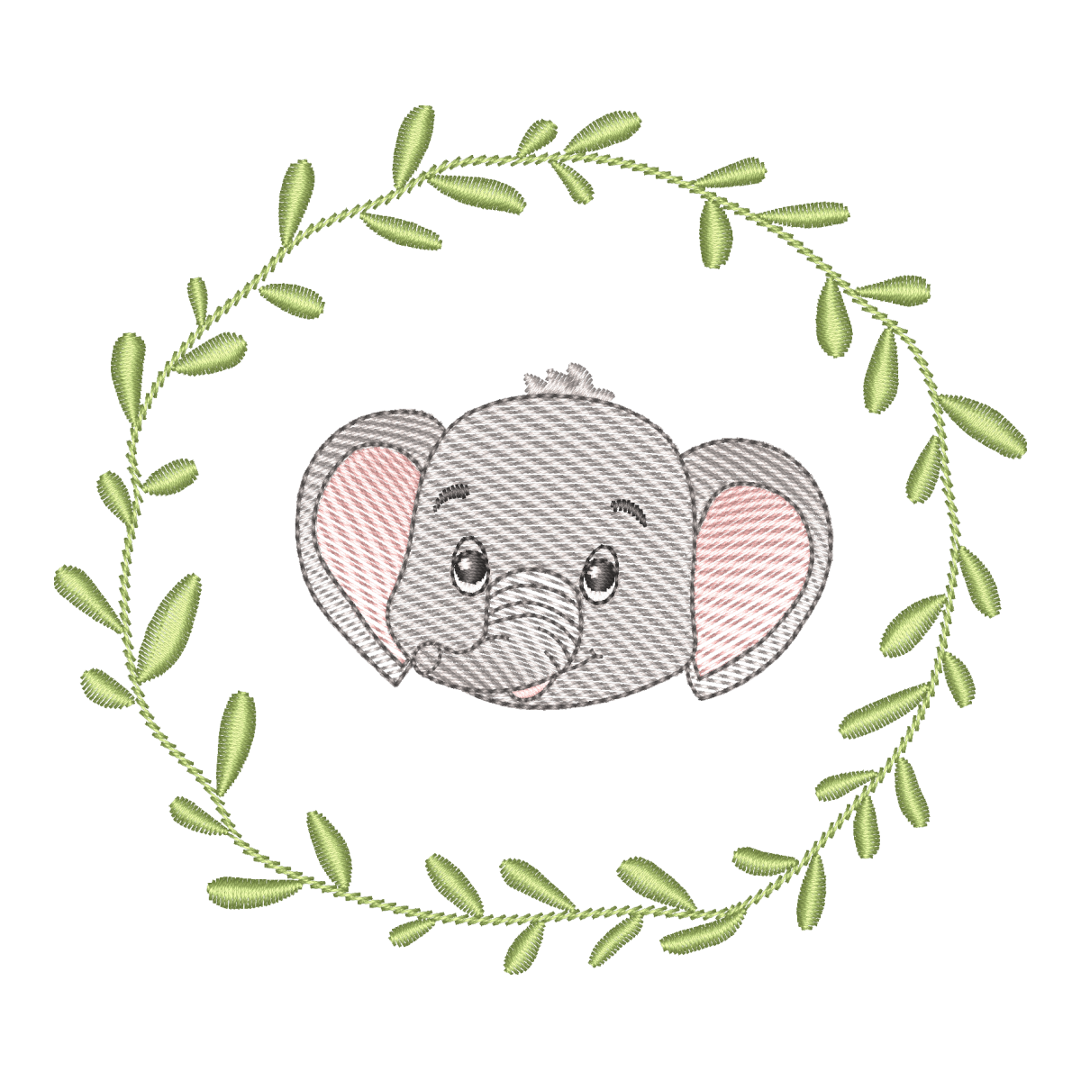 Elefantinho Encantado na Guirlanda: Matriz de Bordado Digital