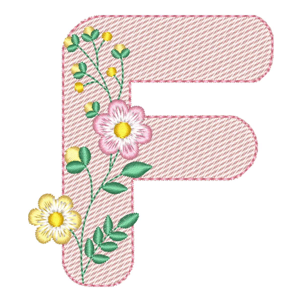 Matriz de Bordado Letra F Floral Encantadora