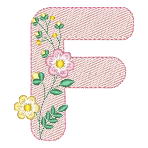 Matriz de Bordado Letra F Floral Encantadora