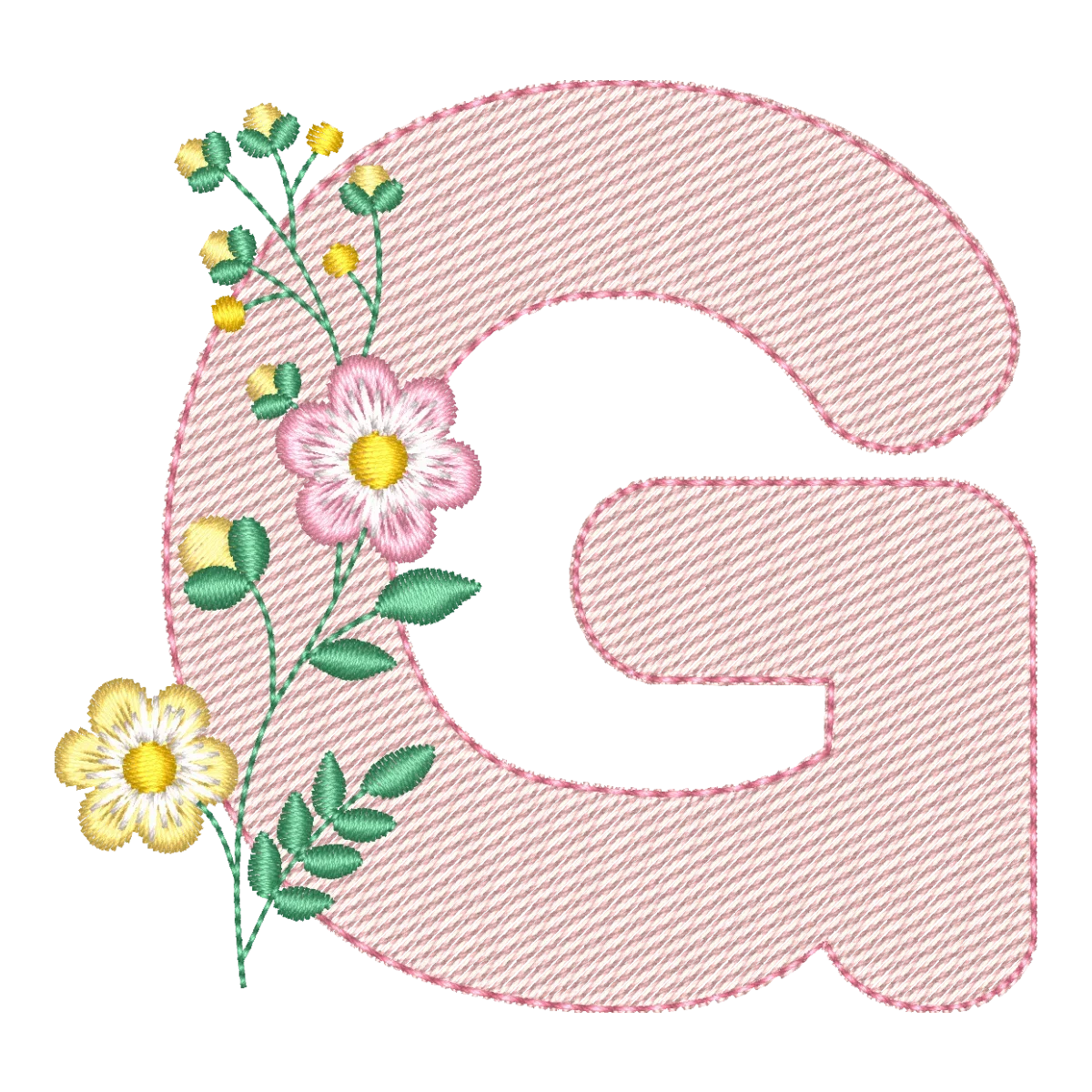 Matriz de Bordado Letra G Floral Encantada