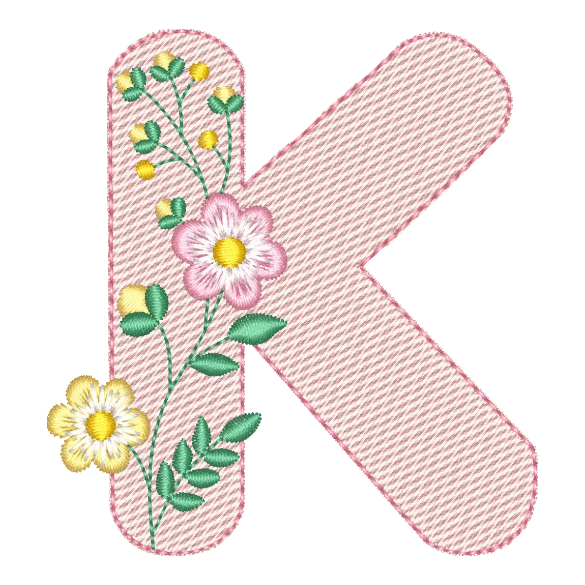 Matriz de Bordado Letra K Floral Encantada
