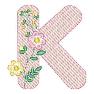 Matriz de Bordado Letra K Floral Encantada